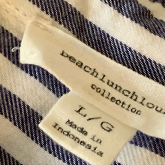 BEACHLUNCHLOUNGE Blue Striped Blouse Large Buttondown - Picture 10 of 11